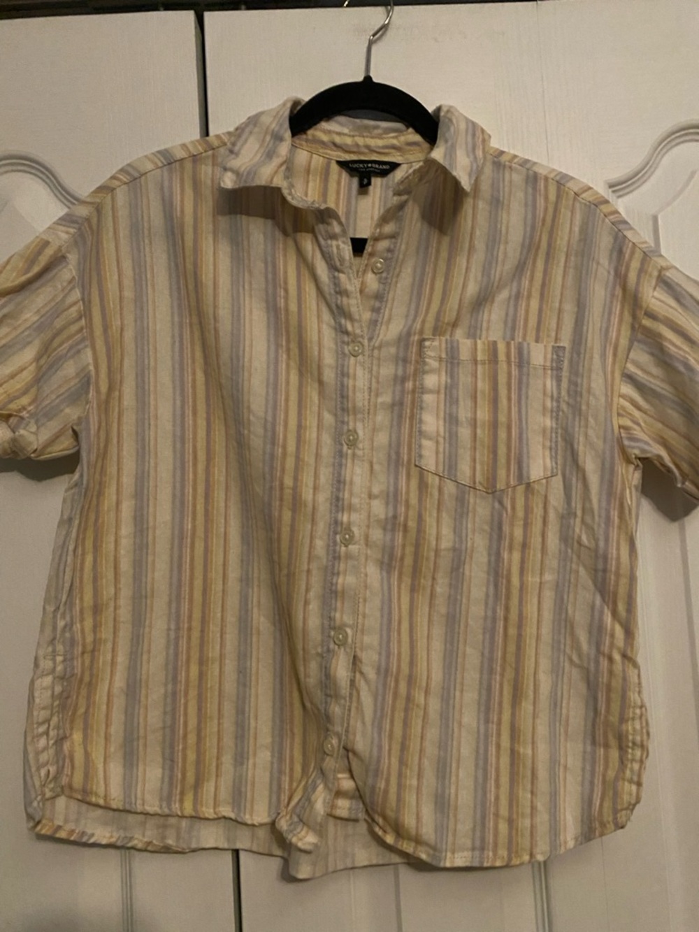Lucky Brand Short-Sleeve Linen blend Button-Down Oversized Camp Shirt